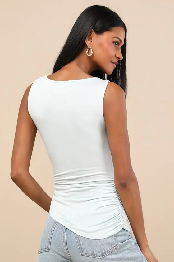 Linzia Mint Jersey Knit Asymmetrical Top sold by Lulus product image thumbnail 2