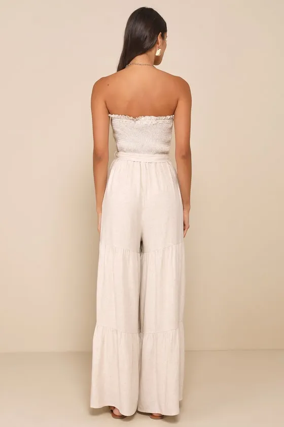 Effective Charm Beige Linen Strapless Jumpsuit sold by Lulus product image thumbnail 2