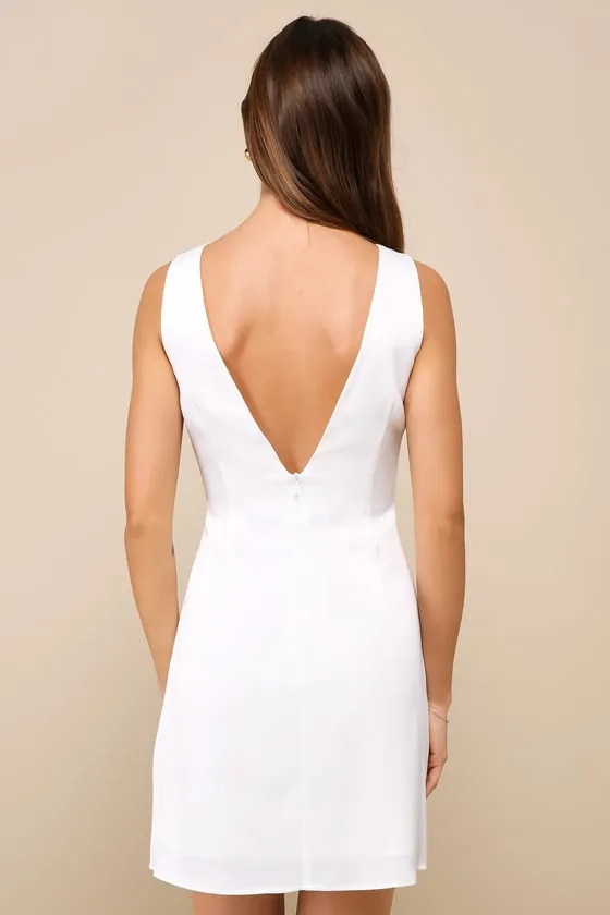 Elevated Appearance Ivory Satin Open Back Mini Dress sold by Lulus product image thumbnail 4