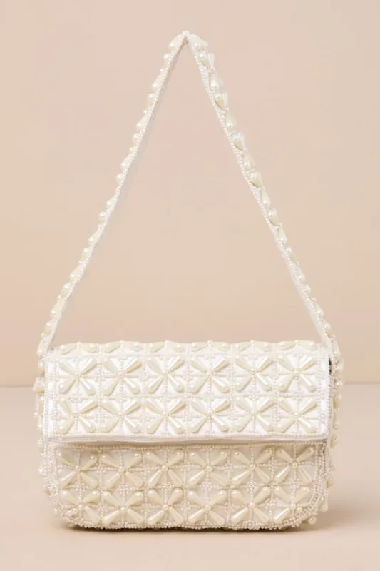 Luxe Perception Ivory Pearl Beaded Mini Shoulder Bag sold by Lulus