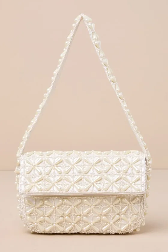 Luxe Perception Ivory Pearl Beaded Mini Shoulder Bag sold by Lulus