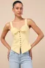 Earlene Light Yellow Tie-Front Button-Up Tank Top sold by Lulus
