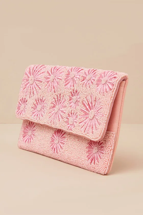 Exclusive Presence Pink Beaded Floral Clutch sold by Lulus product image thumbnail 2