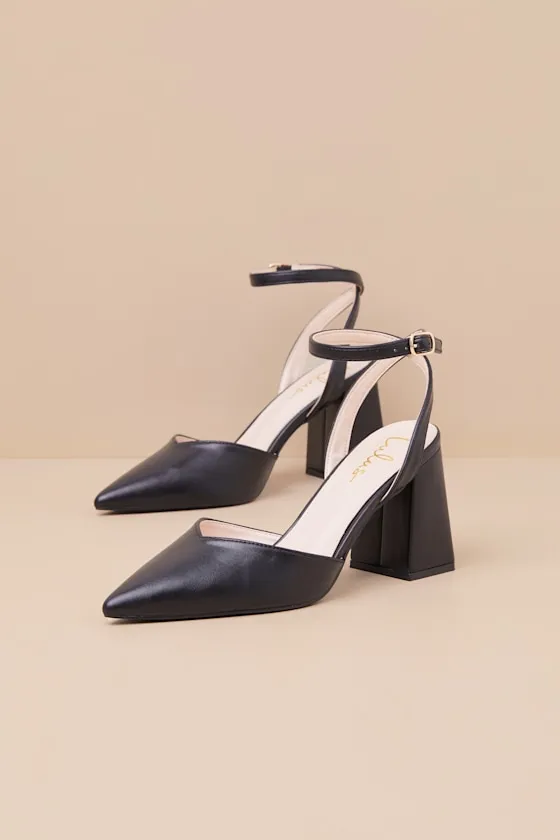 Alodie Black Pointed-Toe Ankle Strap Pumps sold by Lulus product image thumbnail 2