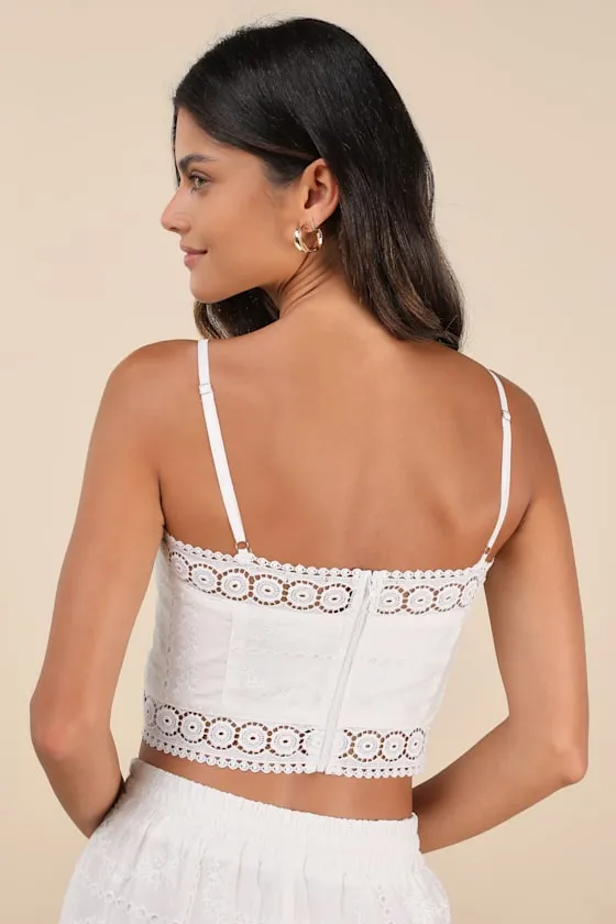 Anthoula White Eyelet Embroidered Crochet Lace Crop Top sold by Lulus product image thumbnail 4