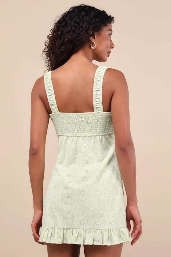 Naina Light Green Embroidered Sleeveless Mini Dress sold by Lulus product image thumbnail 2