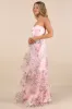 Truly Extraordinary Pink Floral Organza Strapless Maxi Dress sold by Lulus