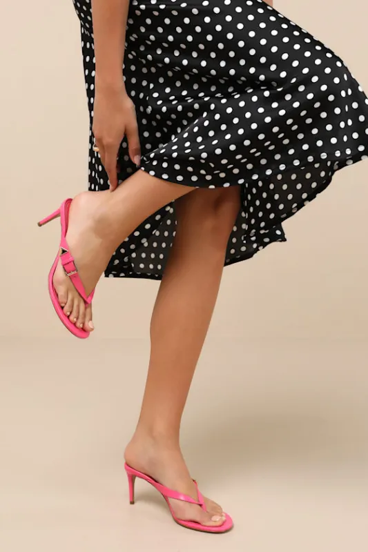 Ethel Confetti Pink High Heel Buckle Thong Sandals sold by Lulus
