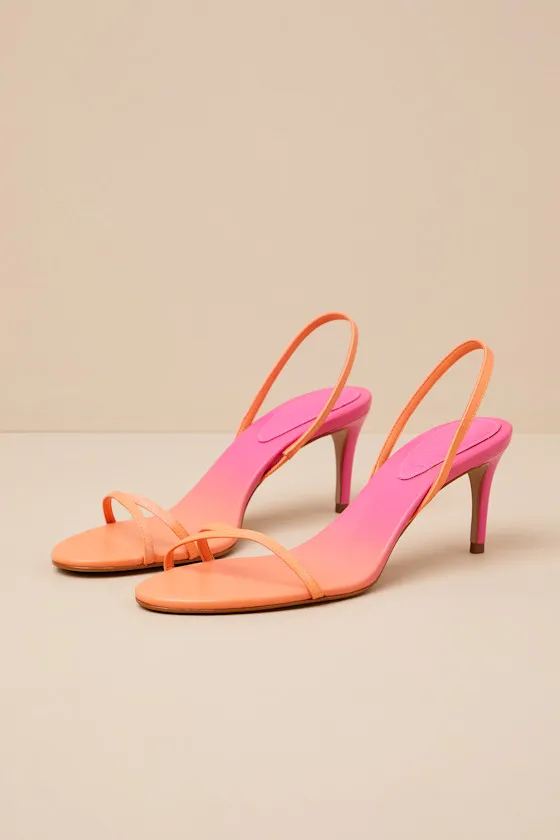 Diana Coral Sand Ombre Leather Slingback Mid Heel Sandals sold by Lulus product image thumbnail 2