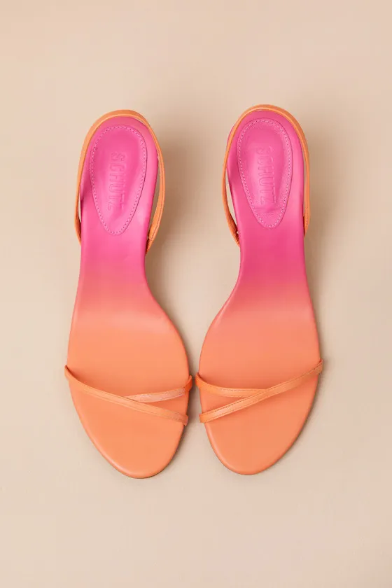 Diana Coral Sand Ombre Leather Slingback Mid Heel Sandals sold by Lulus product image thumbnail 4