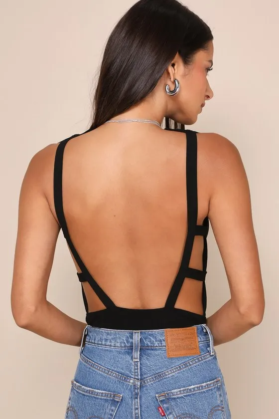 Stunning Pursuit Black Bow Backless Sleeveless Bodysuit sold by Lulus product image thumbnail 3