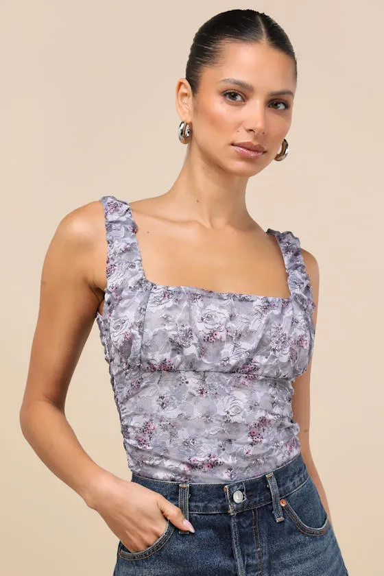 Brynlee Dusty Lilac Floral Lace Tank Top sold by Lulus