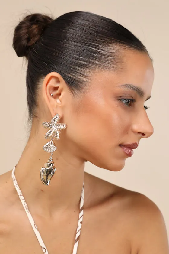 Asterias Gold Starfish Mismatch Statement Earrings sold by Lulus product image thumbnail 2