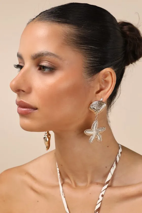 Asterias Gold Starfish Mismatch Statement Earrings sold by Lulus product image thumbnail 4