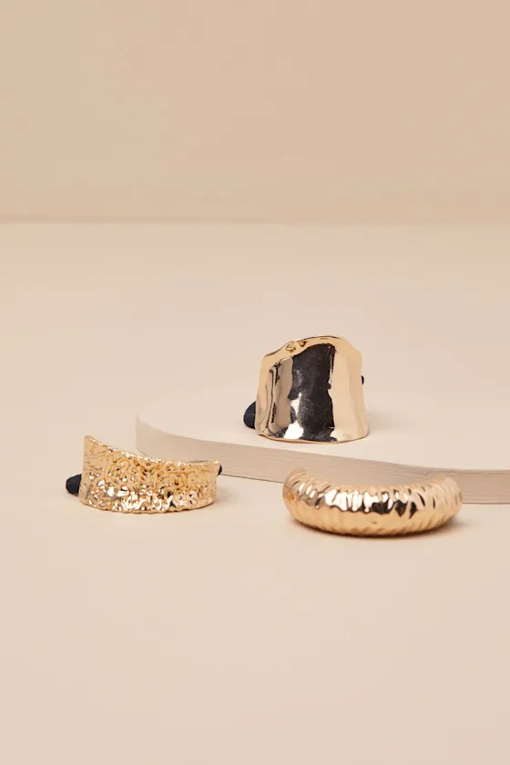 Kayra Gold Textured Three-Piece Hair Band Set sold by Lulus product image thumbnail 2