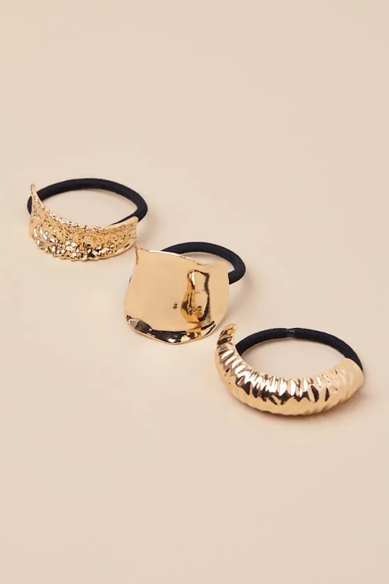 Kayra Gold Textured Three-Piece Hair Band Set sold by Lulus product image thumbnail 4