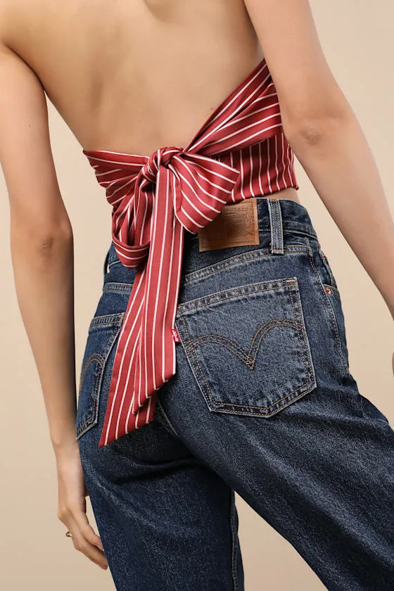 Damiana Rust Red Striped Satin Tie-Back Halter Top sold by Lulus product image thumbnail 4