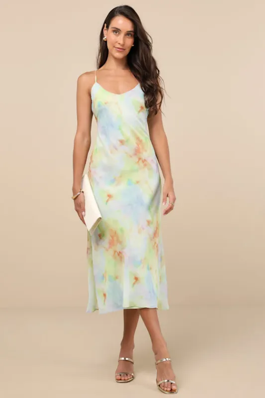 Akhila Light Blue Multi Tie-Dye Sleeveless Midi Dress sold by Lulus