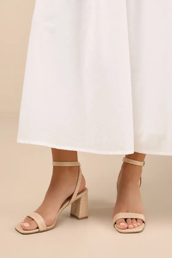 Gerrit Natural Raffia Woven Ankle Strap High Heel Sandals sold by Lulus product image thumbnail 3
