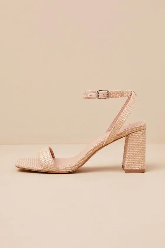 Gerrit Natural Raffia Woven Ankle Strap High Heel Sandals sold by Lulus product image thumbnail 4