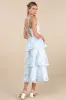 Drayson Light Blue Floral Burnout Tie-Strap Tiered Midi Dress sold by Lulus