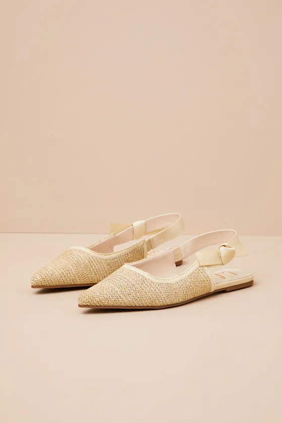 Galloway Natural Raffia Pointed-Toe Slingback Flats sold by Lulus product image thumbnail 2