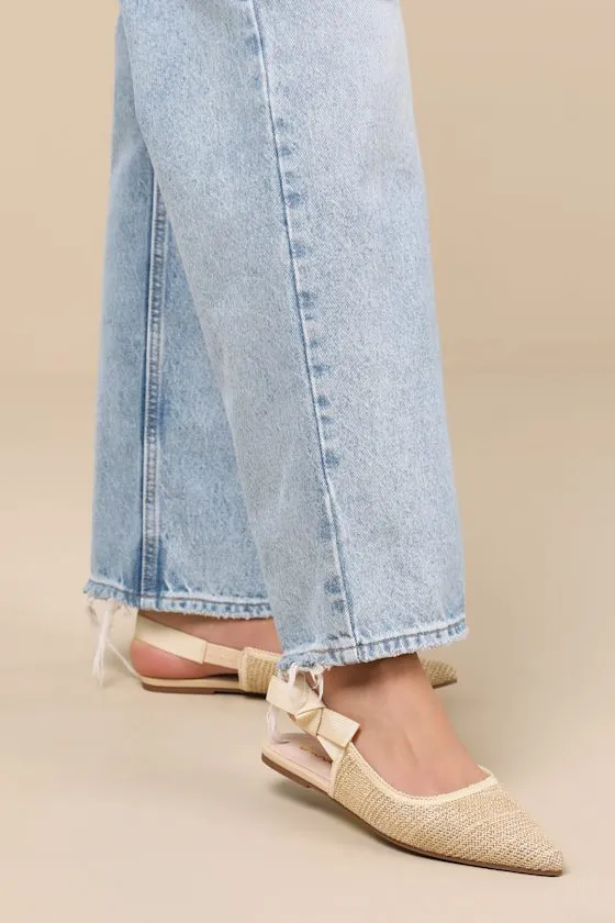 Galloway Natural Raffia Pointed-Toe Slingback Flats sold by Lulus product image thumbnail 3