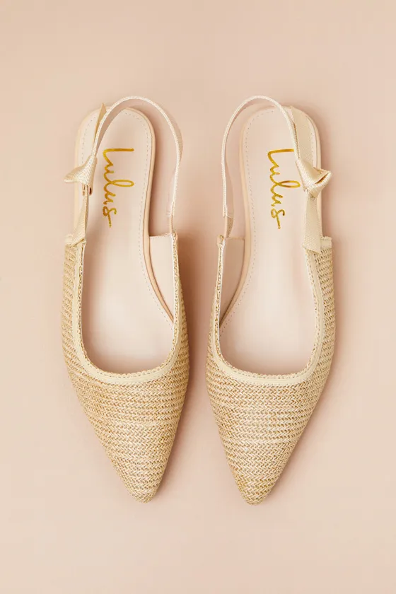 Galloway Natural Raffia Pointed-Toe Slingback Flats sold by Lulus product image thumbnail 4