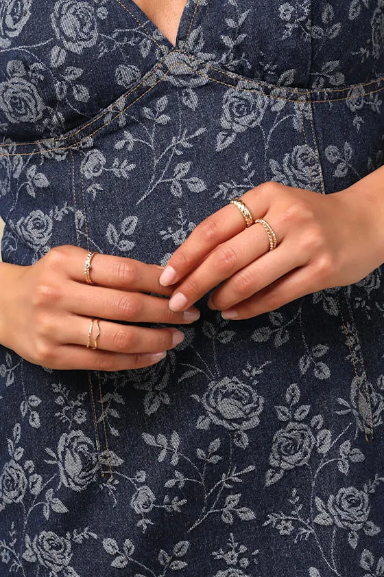 Salacia Gold Textured 10-Piece Ring Set sold by Lulus product image thumbnail 3