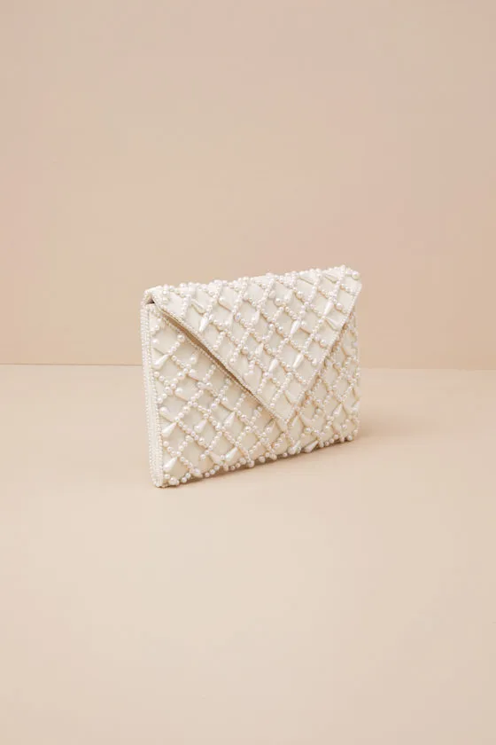Allura Ivory Pearl Beaded Clutch sold by Lulus product image thumbnail 4