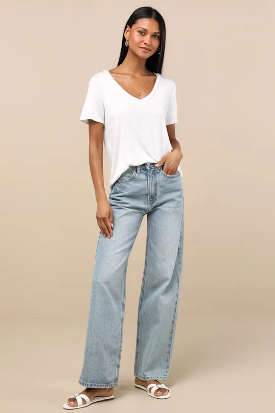 Adyn Ivory V-Neck Short Sleeve Tee sold by Lulus product image thumbnail 3