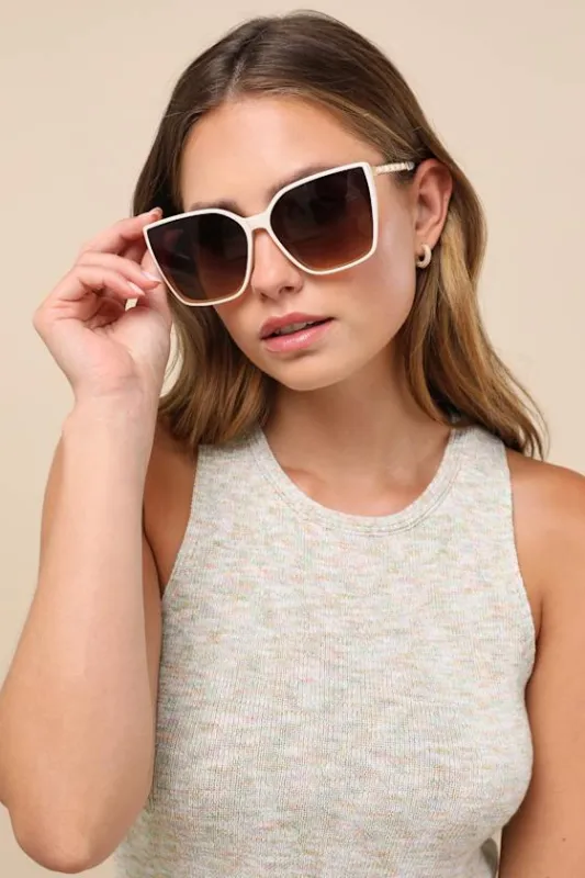 Winsley White Oversized Square Sunglasses sold by Lulus