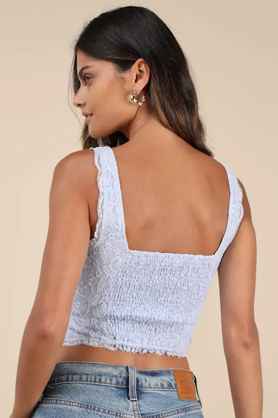 Flirtatious Attitude Light Blue Ivory Lace Bustier Cami Crop Top sold by Lulus product image thumbnail 2