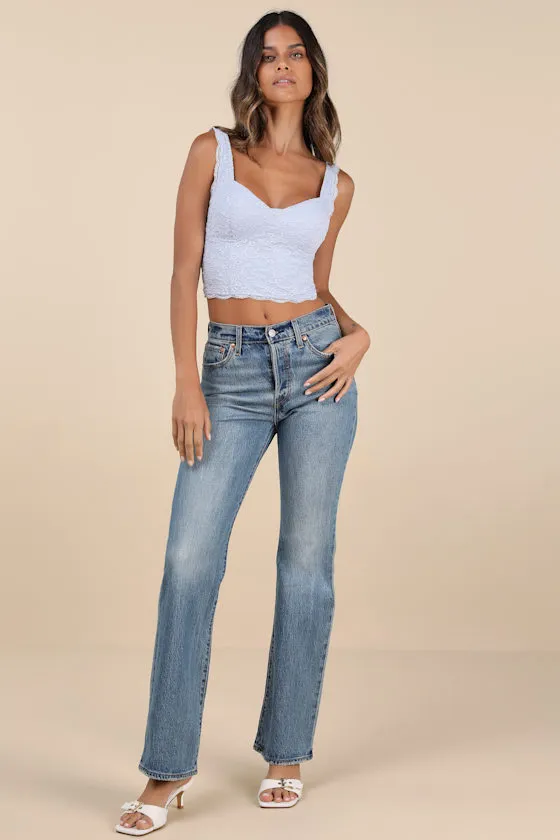 Flirtatious Attitude Light Blue Ivory Lace Bustier Cami Crop Top sold by Lulus product image thumbnail 3