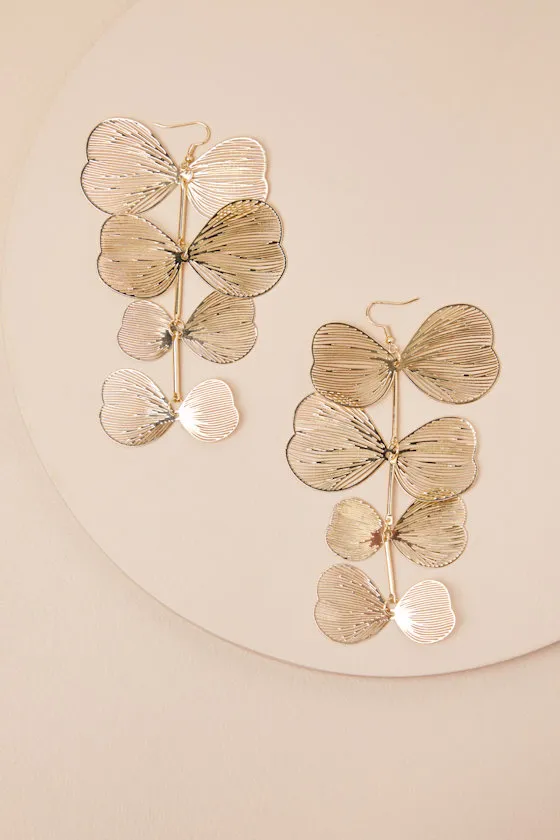 Leruna Gold Petal Drop Earrings sold by Lulus