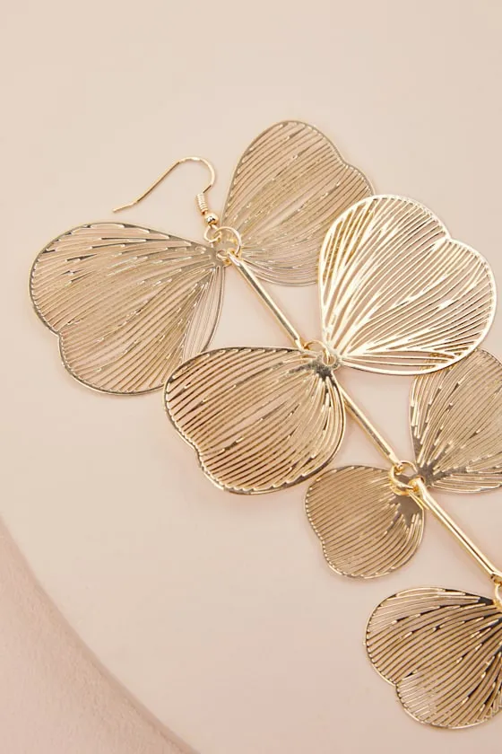 Leruna Gold Petal Drop Earrings sold by Lulus product image thumbnail 2