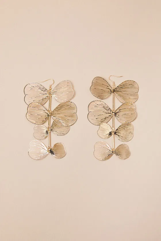 Leruna Gold Petal Drop Earrings sold by Lulus product image thumbnail 3