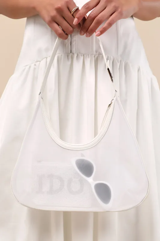 Corentin White Sheer Mesh Shoulder Bag made by Lulus