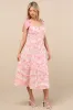 Tarina Pink Multi 3D Rosette Tie-Strap Midi Dress sold by Lulus