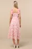 Tarina Pink Multi 3D Rosette Tie-Strap Midi Dress sold by Lulus