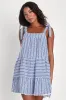 Chic in Santorini White and Blue Tie-Strap Dress With Pockets sold by Lulus