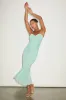 Giorgina Sage Mesh Gathered Trumpet Midi Dress sold by Lulus