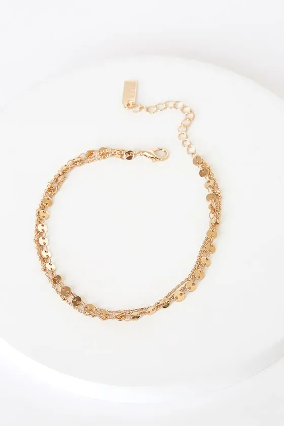 Dashing Gold Circle Charm Anklet sold by Lulus product image thumbnail 2