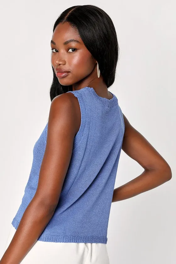Clean Aesthetic Blue Sweater Knit Tank Top sold by Lulus product image thumbnail 2