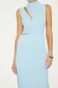 Kamara Light Blue Mesh Cutout Knotted Midi Dress sold by Lulus