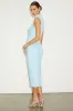 Kamara Light Blue Mesh Cutout Knotted Midi Dress sold by Lulus