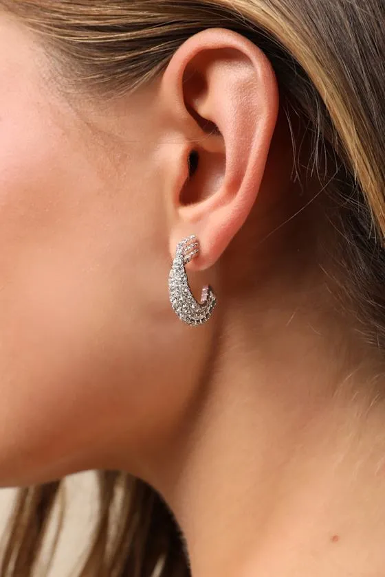 Beste Silver Rhinestone Layered Hoop Earrings sold by Lulus product image thumbnail 2