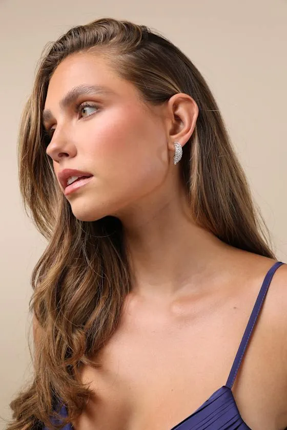 Beste Silver Rhinestone Layered Hoop Earrings sold by Lulus product image thumbnail 4