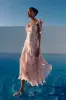 Cliona Blush Pink Floral Pleated Tie-Strap Maxi Dress sold by Lulus