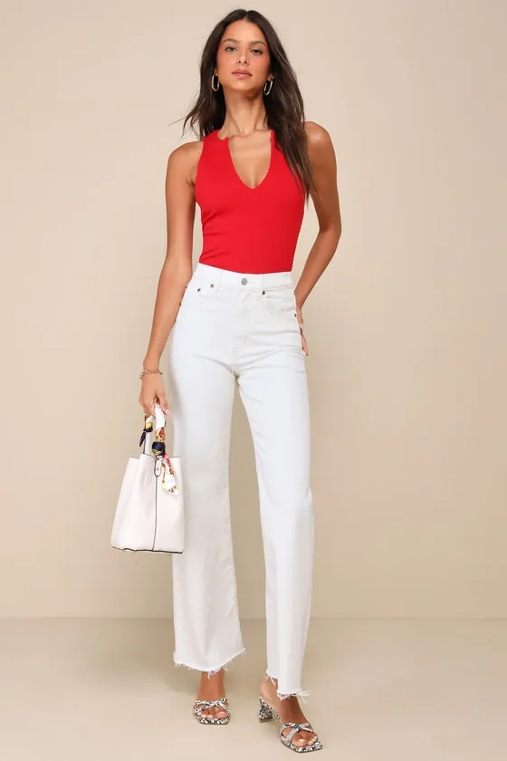 Trendy Endeavor Red Ribbed Notched Tank Top sold by Lulus product image thumbnail 2